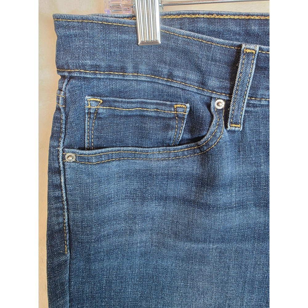 Levis 711 Skinny Jeans Womens 31 Distressed Knee Dark Wash Denim Indigo - Picture 4 of 10